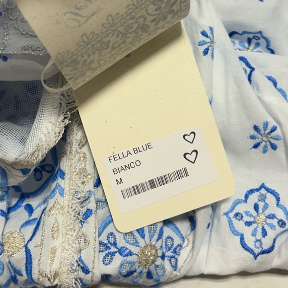 Temptation Positano Fella Embroidered Metallic Puff Sleeve Short Dress M NWT - Picture 9 of 10